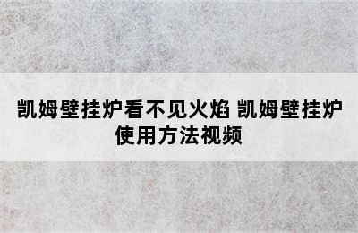 凯姆壁挂炉看不见火焰 凯姆壁挂炉使用方法视频